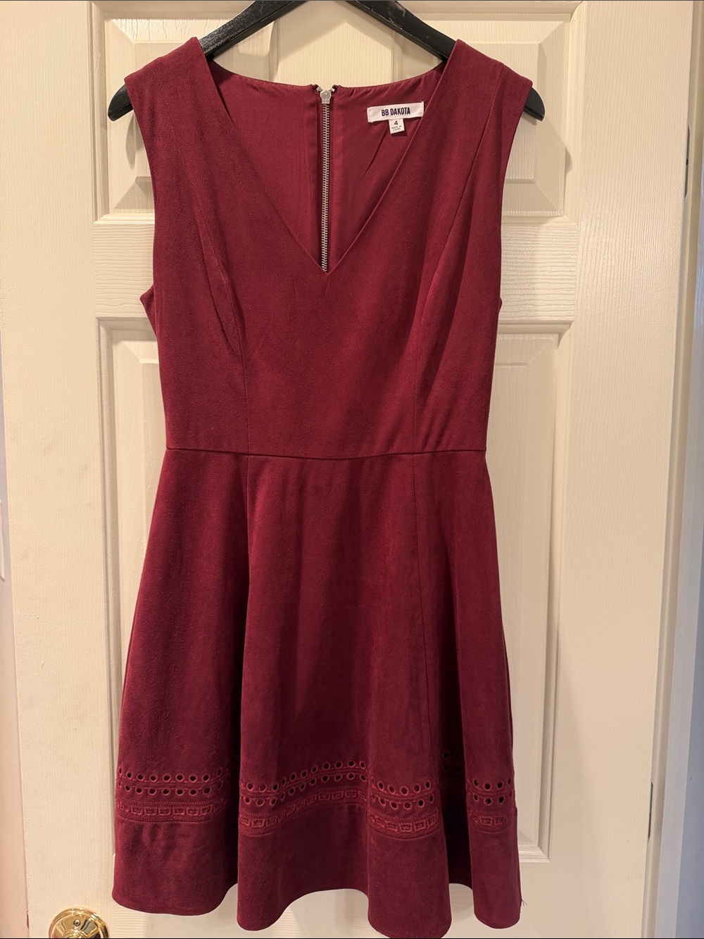 BB Dakota Wine Sleeveless V-Neck Fit-and-Flare Dress